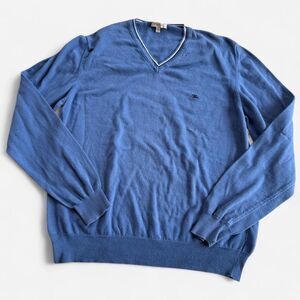 Burberry Size Large Men's Blue Knit V-Neck Sweater